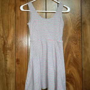 Mossimo Supply Co. Gray & Pink Striped Flare Dress
